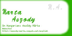 marta aszody business card