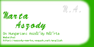 marta aszody business card